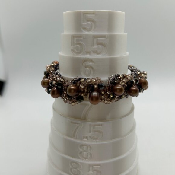 Vintage Woven Beaded Bracelet With Freshwater Pearls & Carnelian Bead Accent - Picture 14 of 14